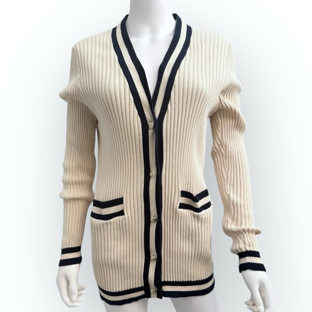 CABI Radcliffe Varsity Striped Cardigan, Medium, Retail $119 - Picture 4 of 11